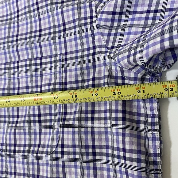 Daniel Cremieux Signature Mens Button Up Shirt Size M Short Sleeve Purple‎ Plaid - Picture 6 of 7